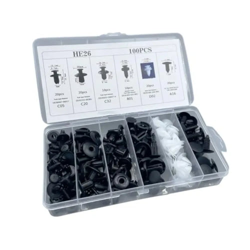 Car Trim Clip Kit, 100 Universal Push Pin Rivet Fasteners — photo 1 of 6
