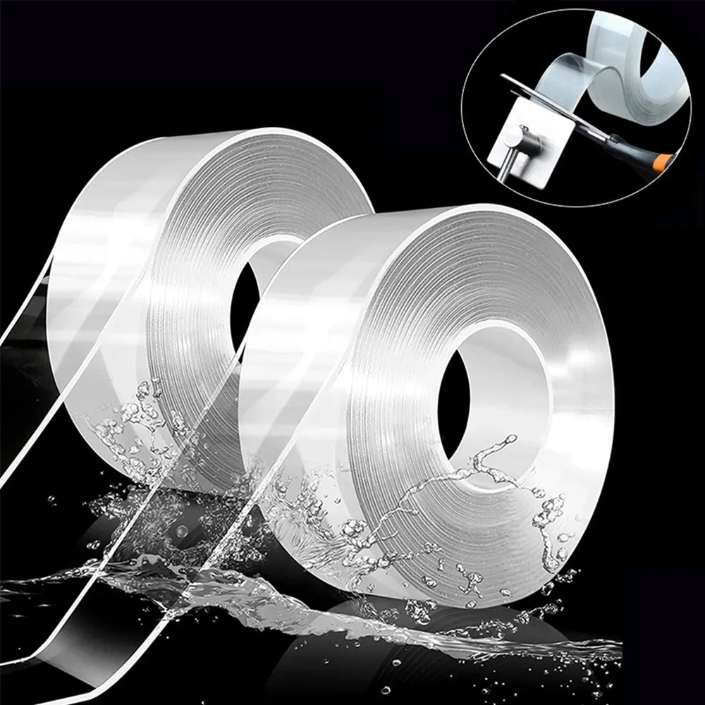 Nano Gel Double-Sided Tape, 1m Reusable Transparent Roll — photo 3 of 7