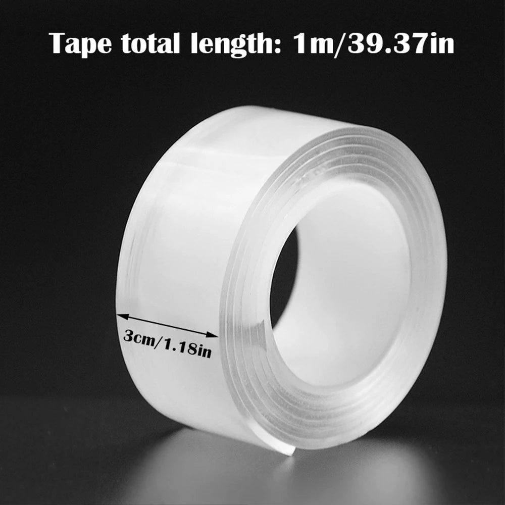 Nano Gel Double-Sided Tape, 1m Reusable Transparent Roll — photo 2 of 7
